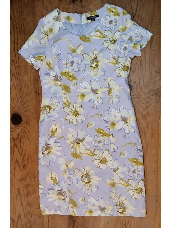 Chadwicks Dresses & Skirts - Chadwicks Womens 12 Linen Blend Dress Purple Floral Sheath Lined Knee Length